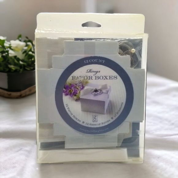 Wedding Anniversary Special Squared Favor Boxes Rings Ribbons 12 Count - Picture 1 of 5